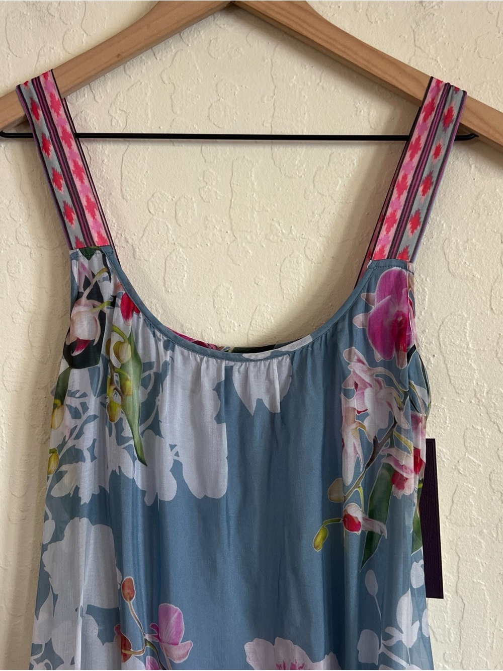 Hale Bob Silk Garden Floral Sleeveless Mini Dress XS Blue Cocktail Party Shower - Picture 2 of 7